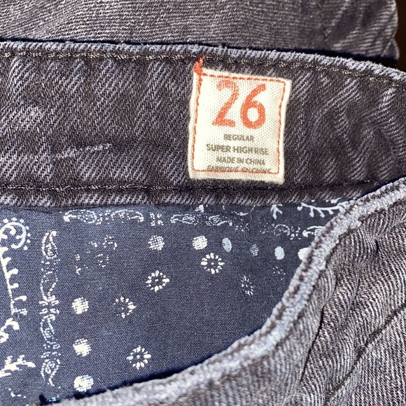 We The free Charcoal Super High Waisted Button Front Denim Jean Mini Skirt - Picture 9 of 9